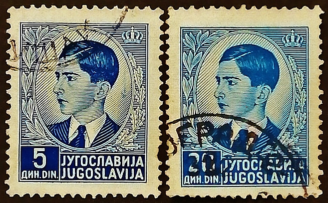 Набор почтовых марок (2 шт.). "Король Пётр II". 1940 год, Королевство Югославия.