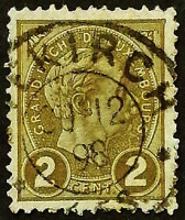 Почтовая марка (2 c.). "Великий герцог Адольф". 1895 год, Люксембург.
