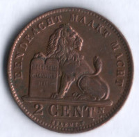 Монета 2 сантима. 1919 год, Бельгия (Der Belgen).