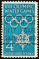 Почтовая марка. "Зимние Олимпийские игры 1960 года - Скво-Вэлли". 1960 год, США.
