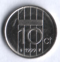 Монета 10 центов. 1999 год, Нидерланды.