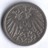 Монета 5 пфеннигов. 1890 год (D), Германская империя.