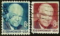 Набор почтовых марок (2 шт.). "Дуайт Эйзенхауэр". 1970-1971 годы, США.