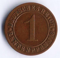 Монета 1 рентенпфенниг. 1924 год (E), Веймарская республика.
