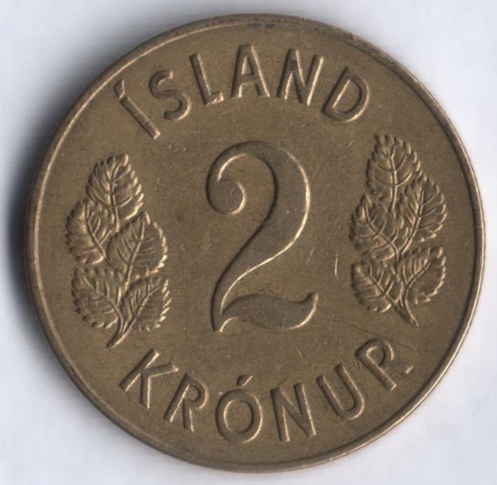 Монета 2 кроны. 1946 год, Исландия.
