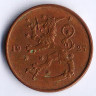 Монета 10 пенни. 1927 год, Финляндия.