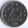 Монета 25 центов. 1980 год, Нидерландские Антильские острова.