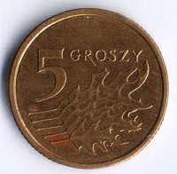 Монета 5 грошей. 2013 год, Польша.