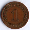 Монета 1 пфенниг. 1902 год (E), Германская империя.