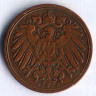 Монета 1 пфенниг. 1902 год (E), Германская империя.