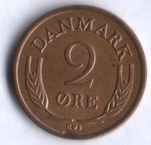 Монета 2 эре. 1964 год, Дания. C;S.