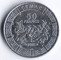 Монета 50 франков. 2021 год, Центрально-Африканские Штаты.