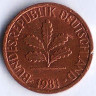 Монета 1 пфенниг. 1981(G) год, ФРГ.