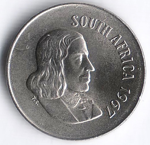 Монета 10 центов. 1967 год, ЮАР. (South-Africa).