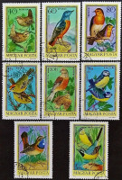 Набор почтовых марок (8 шт.). "Птицы". 1973 год, Венгрия.