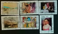 Набор почтовых марок  (6 шт.). "Картины из Национального музея (1975)". 1975 год, Куба.