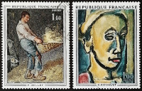 Набор марок (2 шт.). "Картины-1971". 1971 год, Франция.