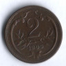 Монета 2 геллера. 1909 год, Австро-Венгрия.