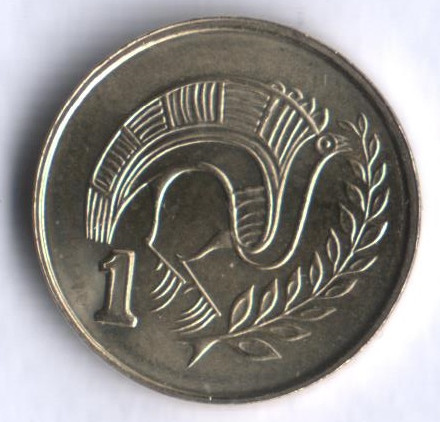 Монета 1 цент. 2004 год, Кипр.