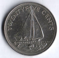 Монета 25 центов. 1991 год, Багамские острова.