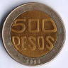 Монета 500 песо. 2006 год, Колумбия.