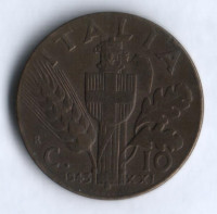 Монета 10 чентезимо. 1943 год, Италия.