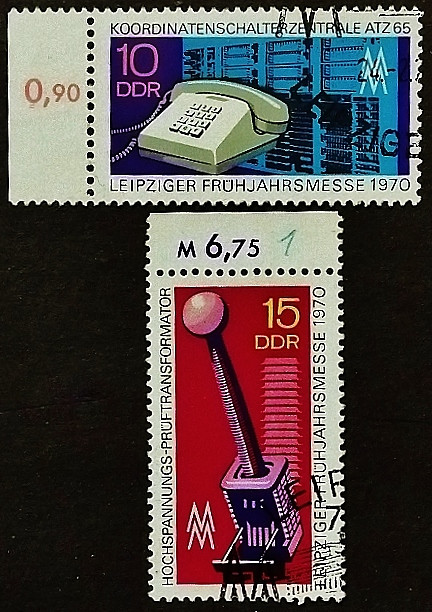 Набор почтовых марок (2 шт.). "Лейпцигская весенняя ярмарка 1970". 1970 год, ГДР.