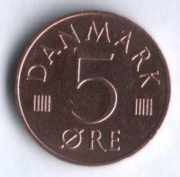 Монета 5 эре. 1986 год, Дания. R;B.