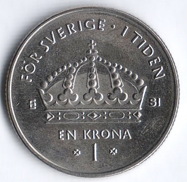 Монета 1 крона. 2007(SI) год, Швеция.