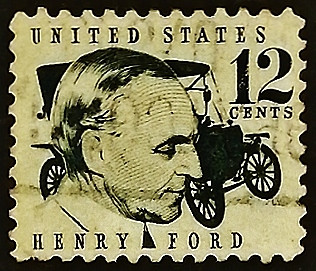 Почтовая марка. "Генри Форд". 1968 год, США.