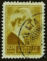 Почтовая марка (0,25 k.). "Президент Инону". 1942 год, Турция.