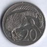Монета 20 центов. 1987 год, Новая Зеландия.