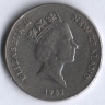 Монета 20 центов. 1987 год, Новая Зеландия.