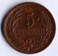 Монета 5 сентесимо. 1951 год, Уругвай.