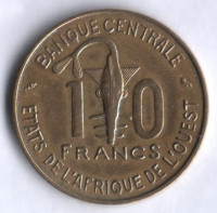 Монета 10 франков. 1971 год, Западно-Африканские Штаты.