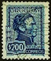 Почтовая марка (200 p.). "Генерал Хосе Артигас". 1973 год, Уругвай.