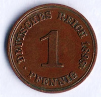Монета 1 пфенниг. 1898 год (E), Германская империя.