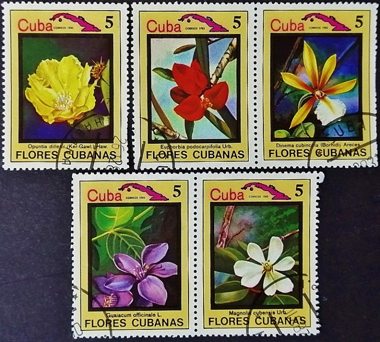 Набор почтовых марок (5 шт.). "Цветы Кубы". 1983 год, Куба.