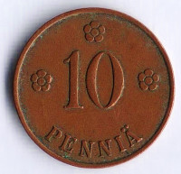 Монета 10 пенни. 1929 год, Финляндия.
