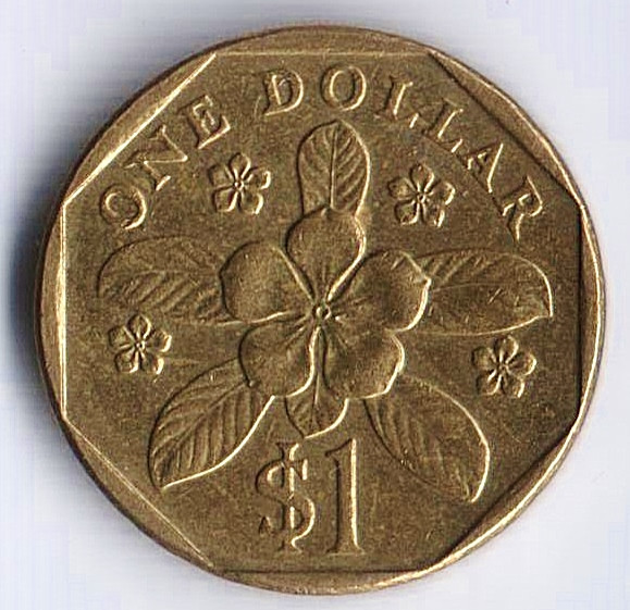 Монета 1 доллар. 2008 год, Сингапур.