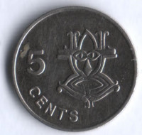 5 центов. 1977 год, Соломоновы острова.