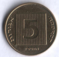 Монета 5 агор. 2002(dj) год, Израиль.