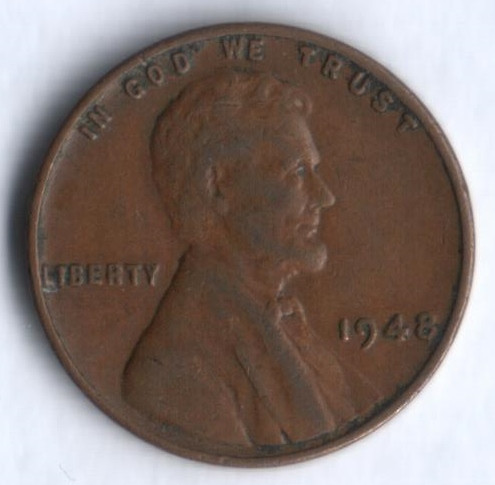 1 цент. 1948 год, США.