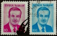 Набор почтовых марок (2 шт.). "Президент Хафез Аль Асад". 1995 год, Сирия.