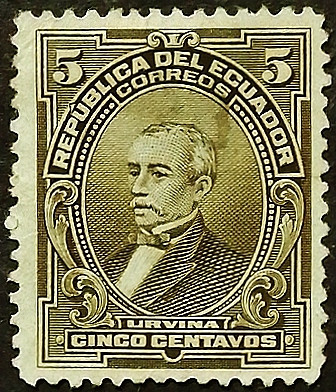 Марка почтовая (5 c.). "Президент Хосе М. Урвина". 1928 год, Эквадор.