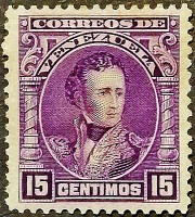 Марка почтовая (15 c.). "Антонио Хосе де Сукре". 1904 год, Венесуэла.