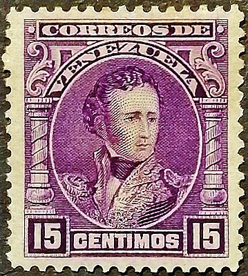 Марка почтовая (15 c.). "Антонио Хосе де Сукре". 1904 год, Венесуэла.