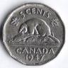 Монета 5 центов. 1947 год, Канада.