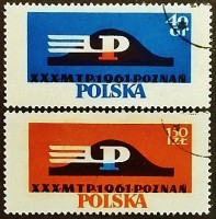 Набор почтовых марок (2 шт.). "XXX Международная ярмарка в Познани". 1961 год, Польша.