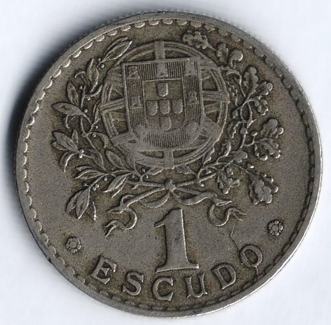 Монета 1 эскудо. 1927 год, Португалия.